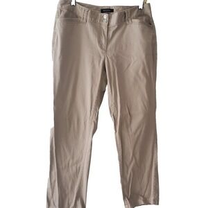 White House Black Market Women Size 10 Crop Pants Tan Stretch Flat Front Pockets